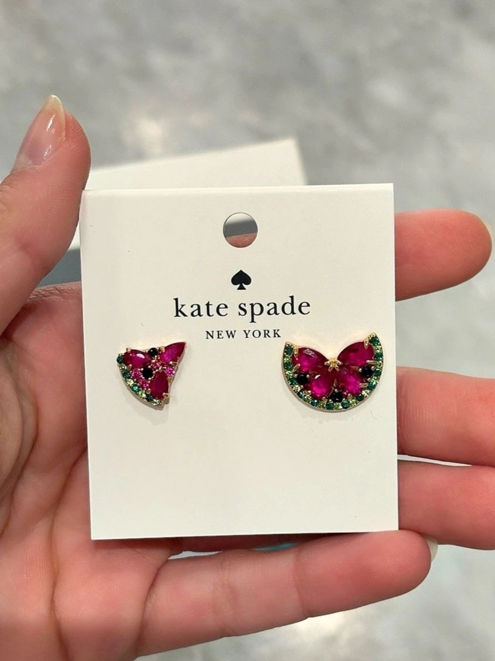 kate spade new york Watermelon Earrings Fruit Stud Earrings in Pink & Green NWT